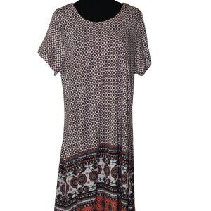 CLEARANCE SALE Sauci Plus Print Pullover Knee Length Shirt Dress Size 1X, EUC